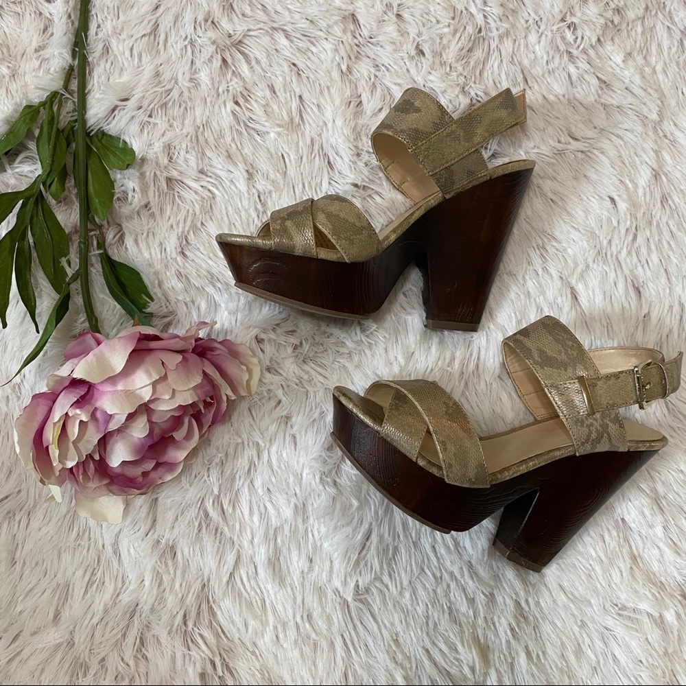 G by Guess Snakeskin Platform Heels